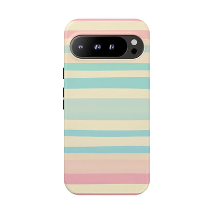 Pastel Striped Tough Phone Case – Protective Retro Rainbow Design