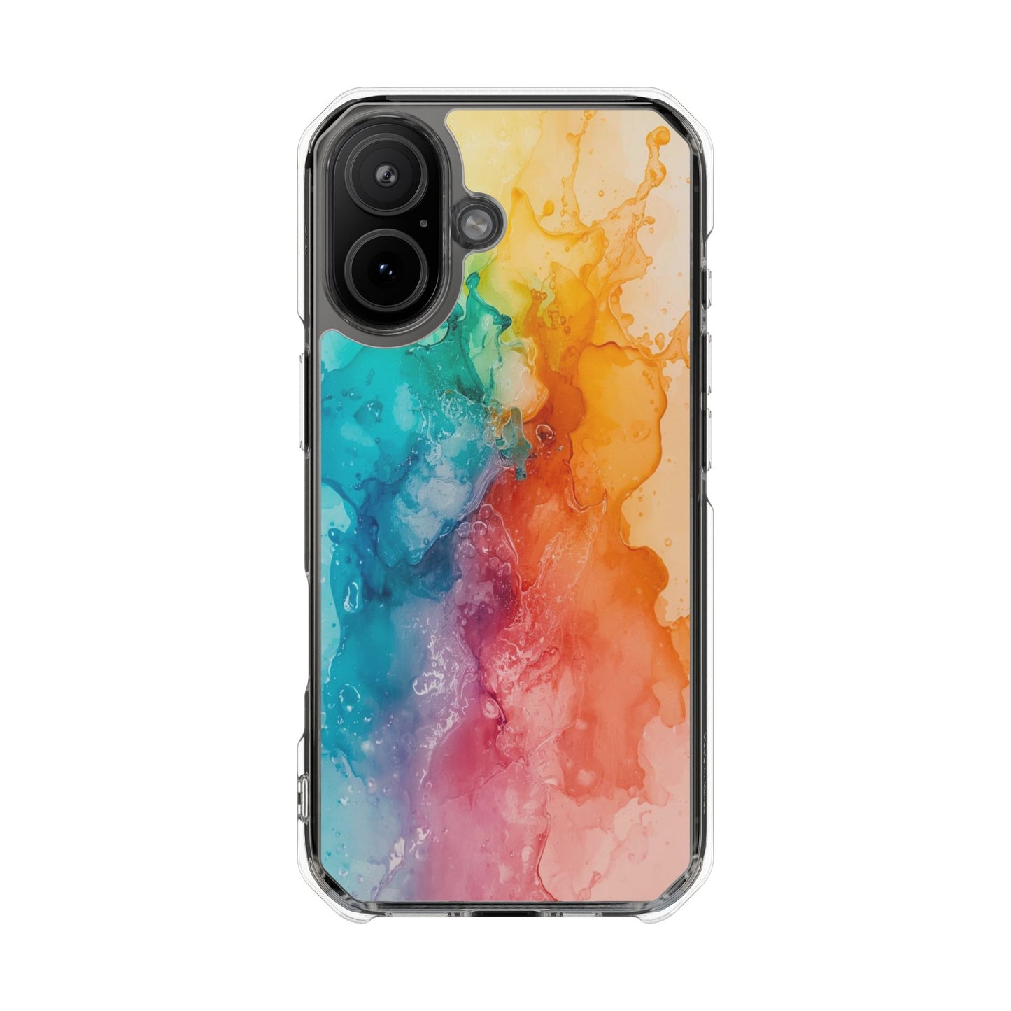 Clear Impact Phone Case — Rainbow Watercolor Splash Magnetic Compatible