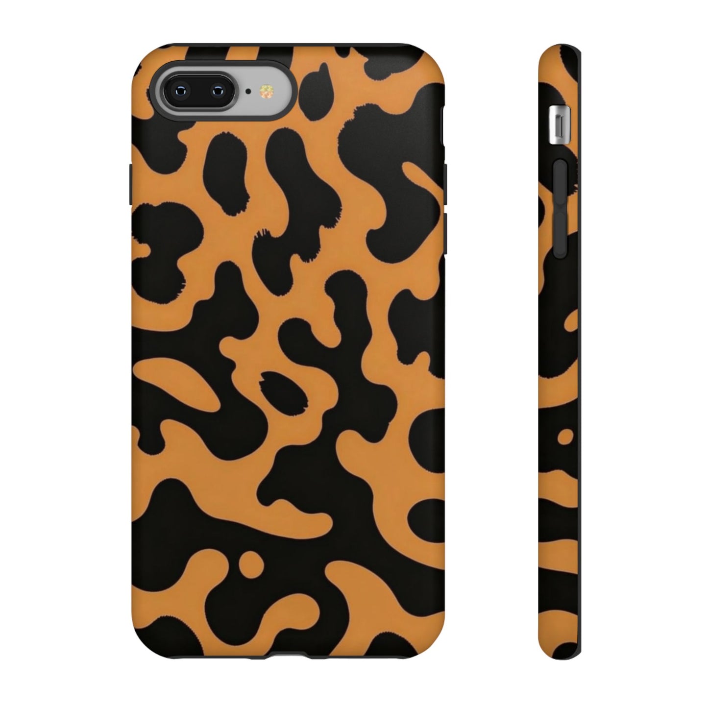 Leopard Print Phone Case — Orange & Black Tough Pattern Protective Cover