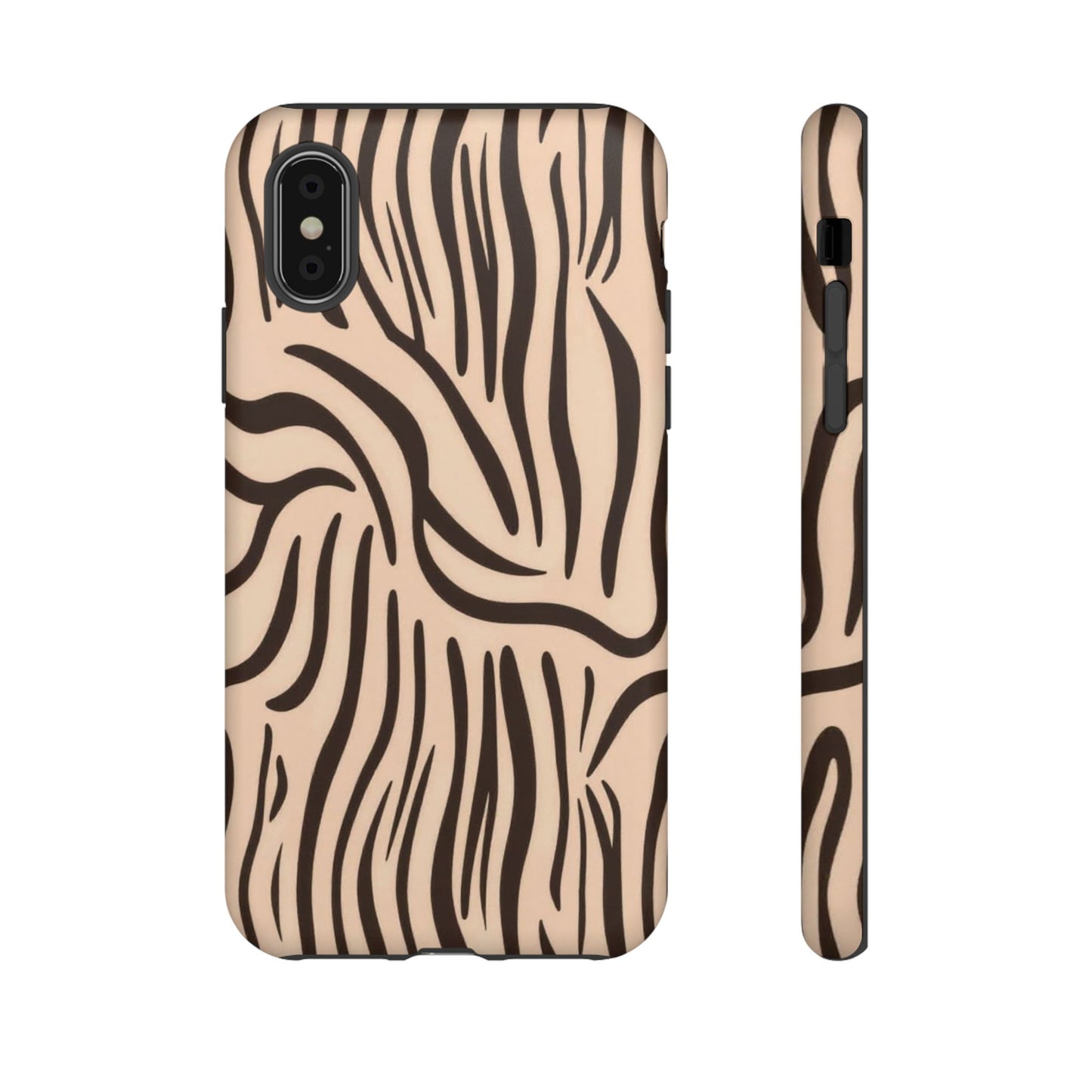 Zebra Stripe Tough Phone Case – Neutral Animal Print Protective Cover