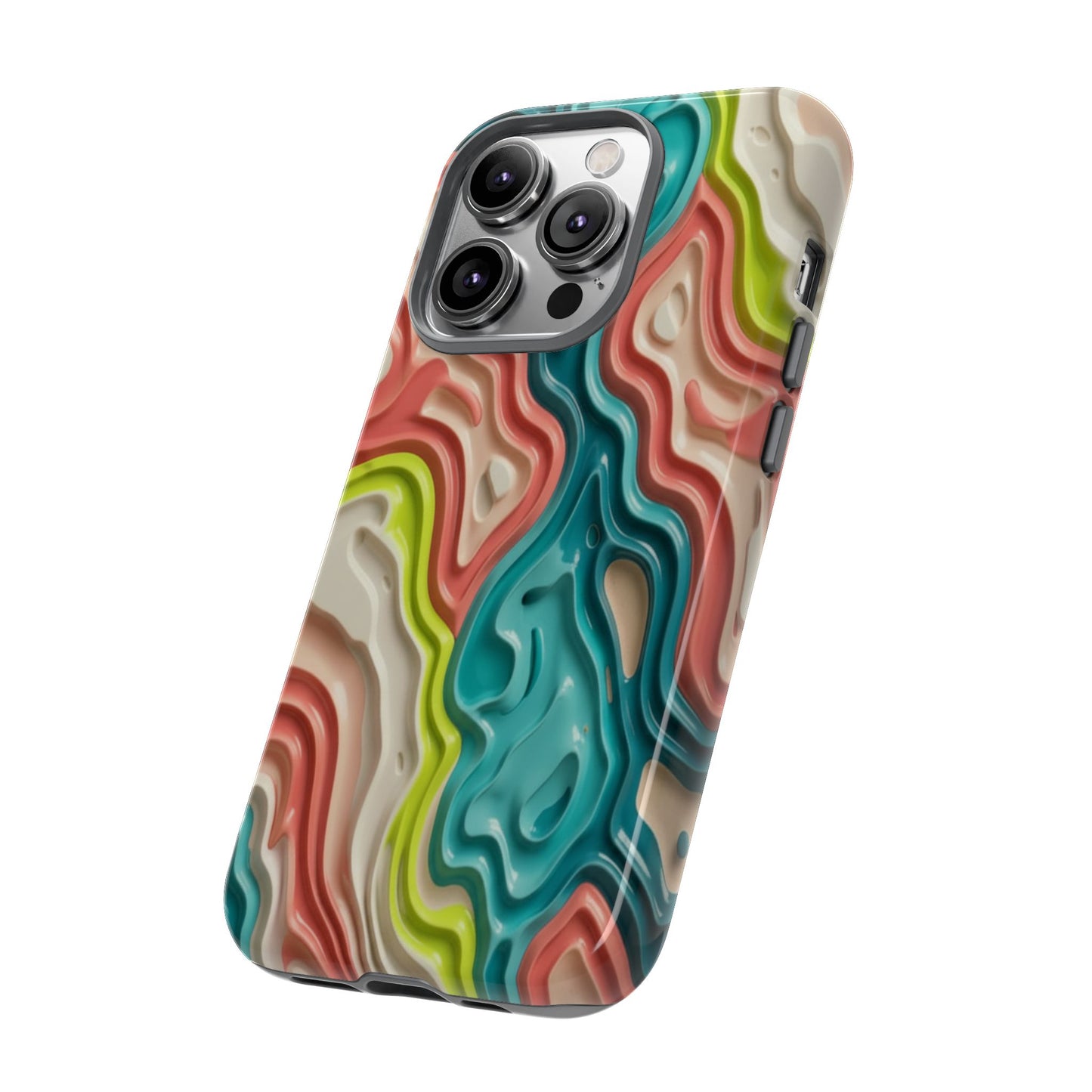Abstract Contour Phone Case — Colorful Topographic Pattern Tough Case