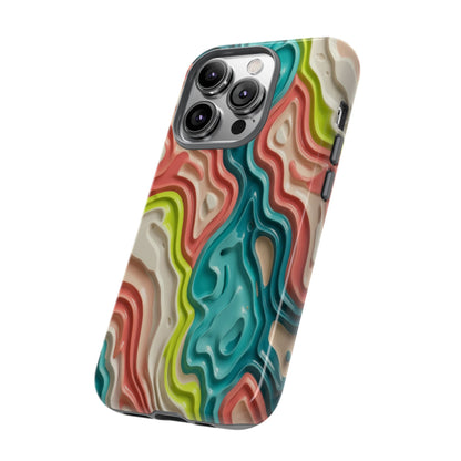 Abstract Contour Phone Case — Colorful Topographic Pattern Tough Case