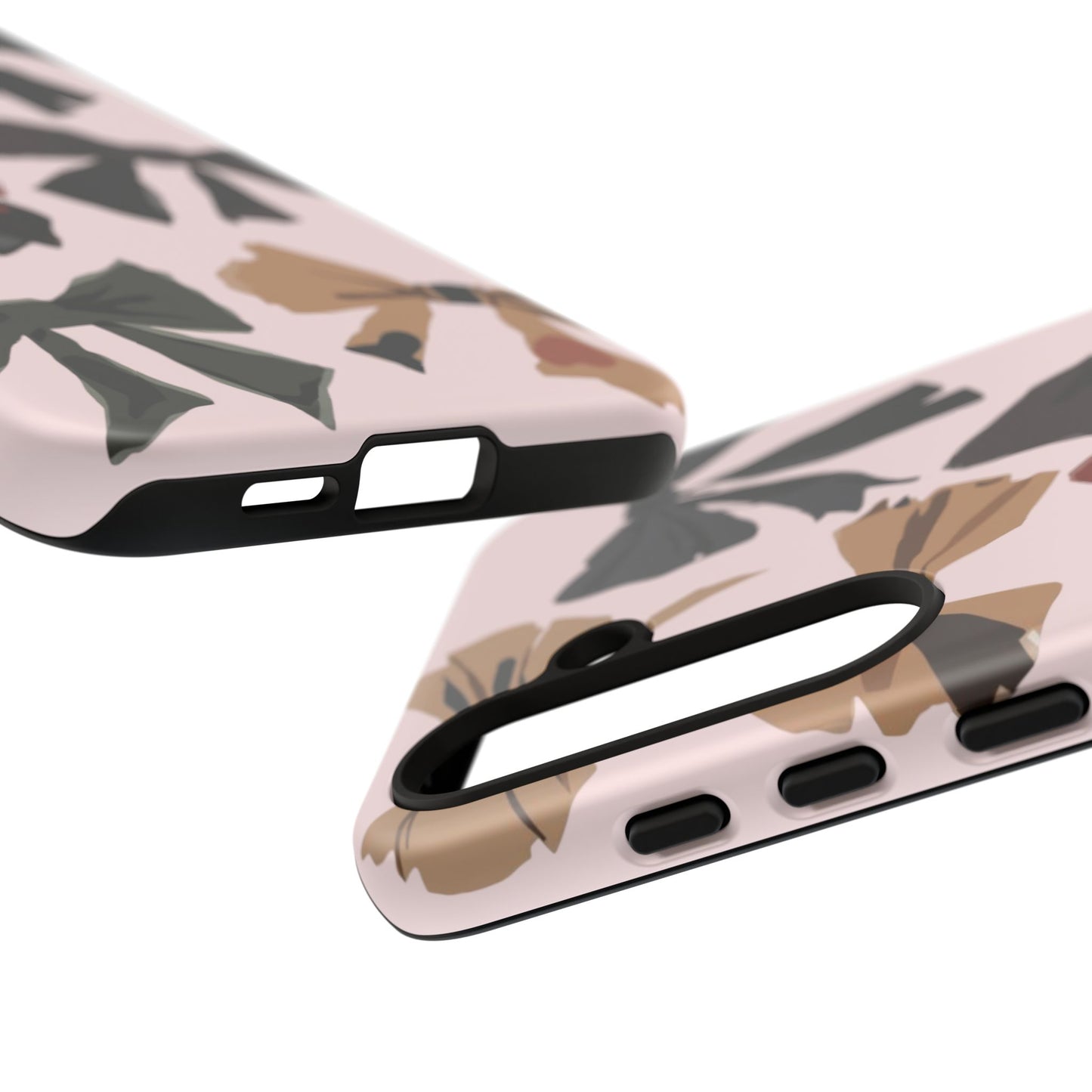 Bow Pattern Phone Case - Pink, Brown & Black Bows Protective Cover