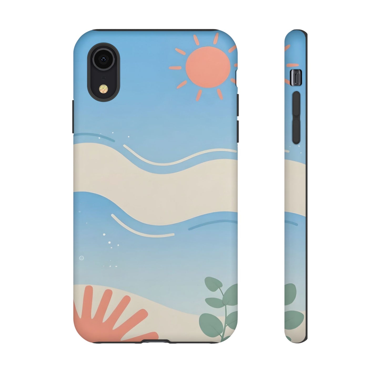 Beach Waves Tough Phone Case — Summer Sun & Seashell Protective Cover