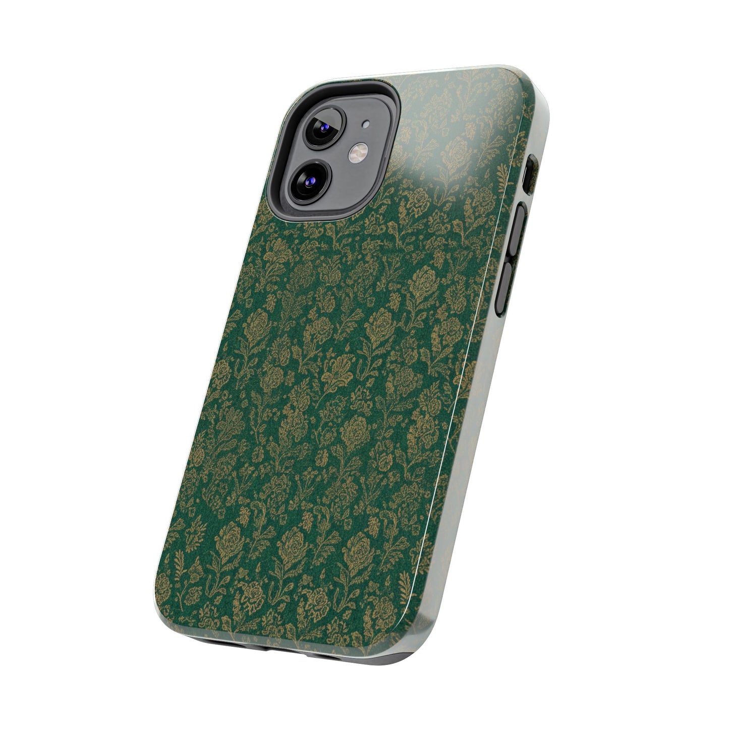 Vintage Floral Tough Phone Case — Green Damask Protective Cover