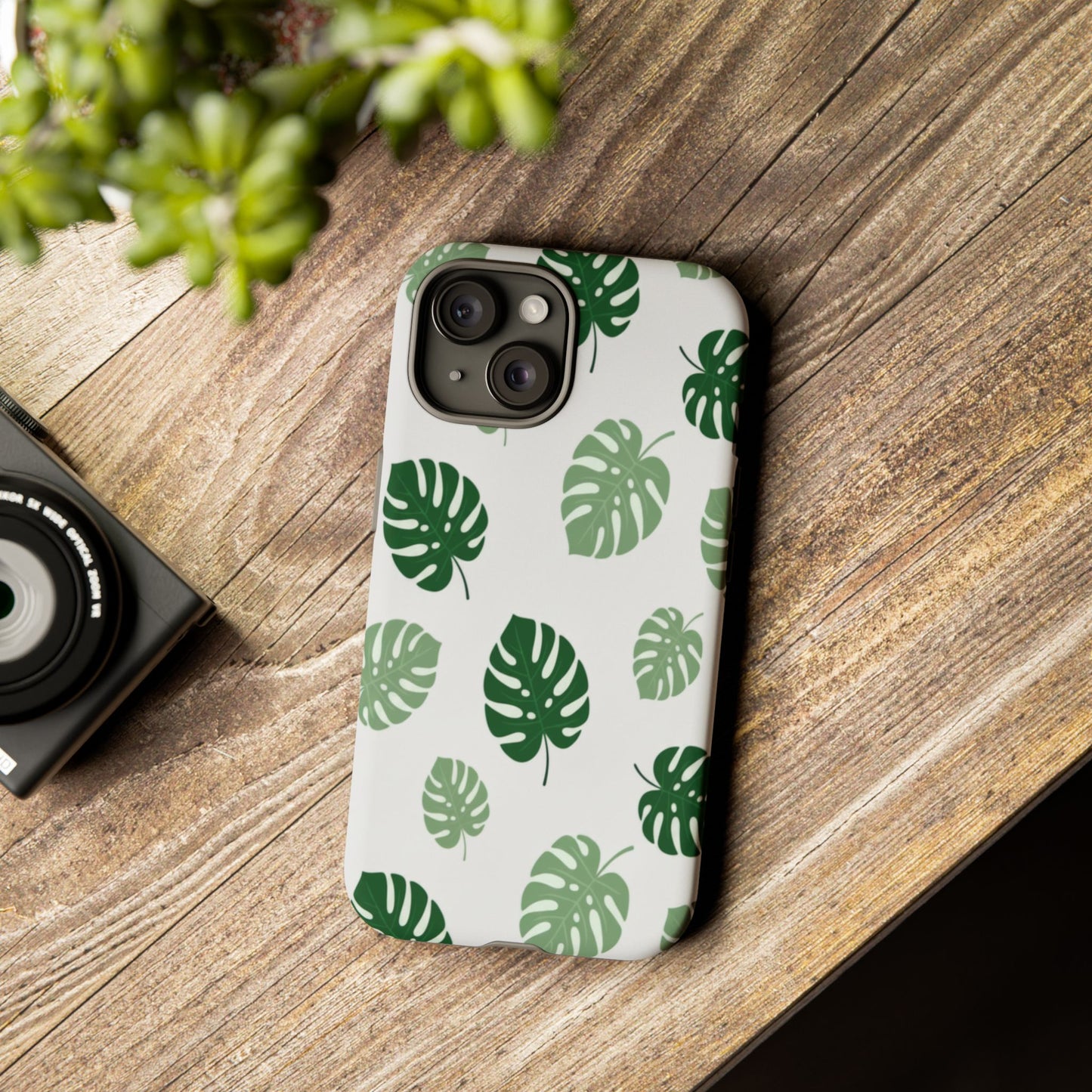 Monstera Leaf Phone Case — Tropical Green Pattern Tough Case