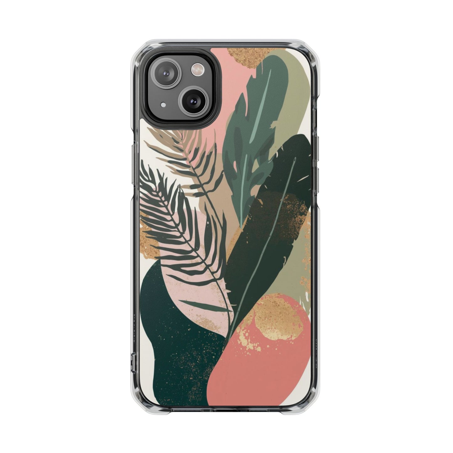 Clear Magnetic Phone Case — Abstract Botanical Leaves Design