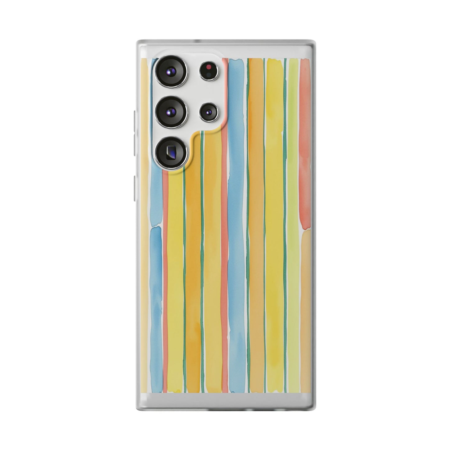 Watercolor Stripe Phone Case — Bright Pastel Vertical Stripes Protective Flexi Case