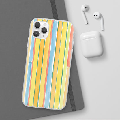 Watercolor Stripe Phone Case — Bright Pastel Vertical Stripes Protective Flexi Case