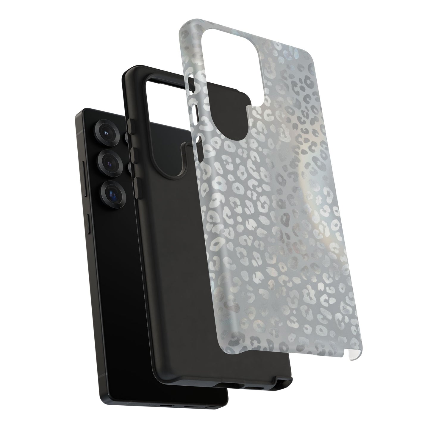 Grey Leopard Print Tough Phone Case — Durable Protective iPhone Cover