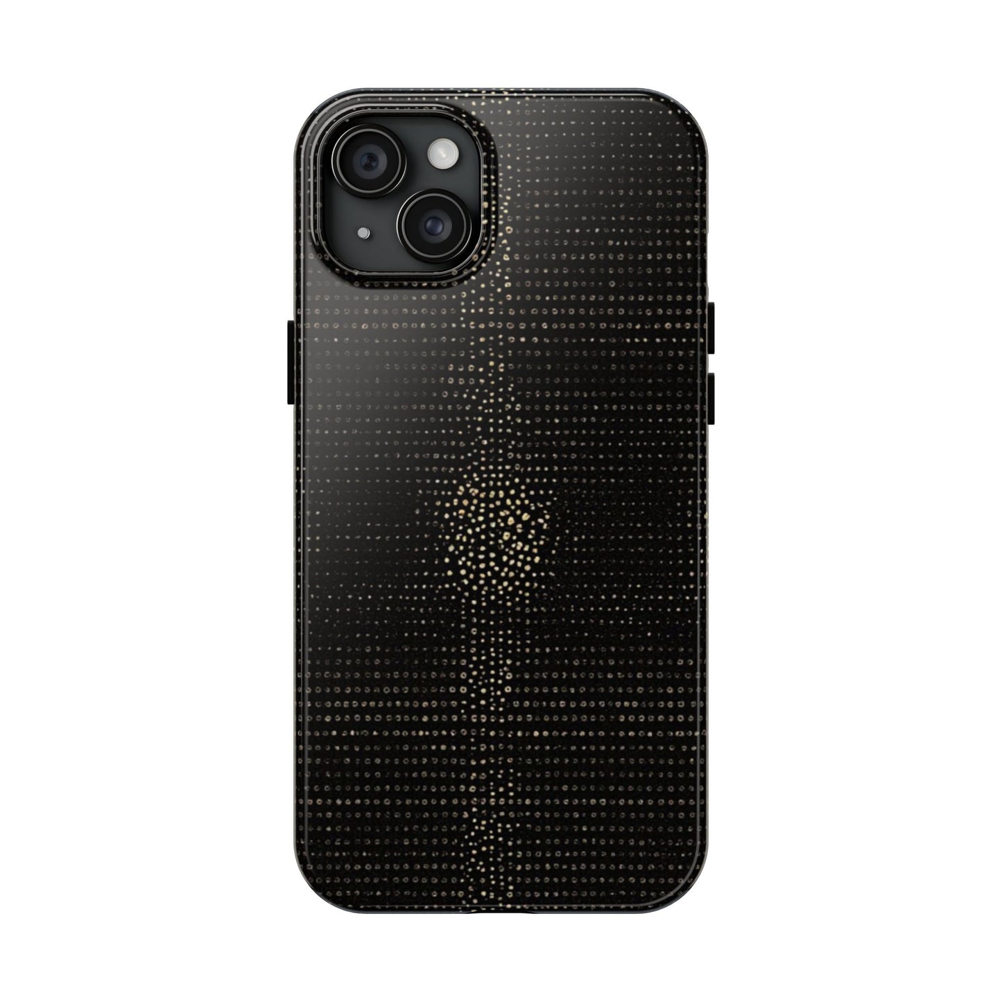 Tough Phone Case — Black Textured Metallic Dot Shield