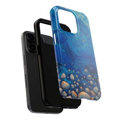 Blue Ocean Pebble Tough Phone Case — Protective Artistic Marble Design