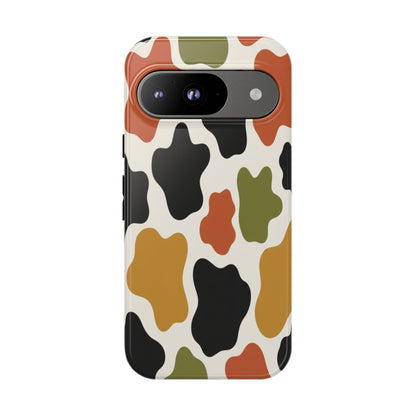 Camouflage Pattern Tough Phone Case – Retro Olive, Rust & Mustard Protective Cover