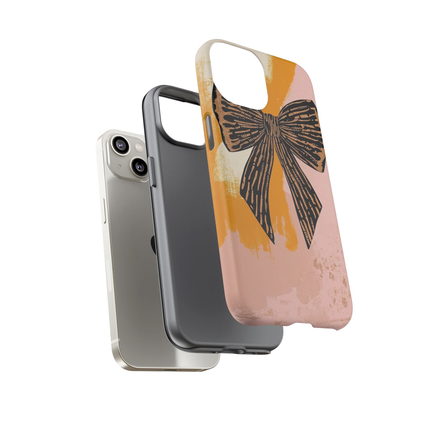 Bow Brushstroke Tough Phone Case — Pink & Mustard