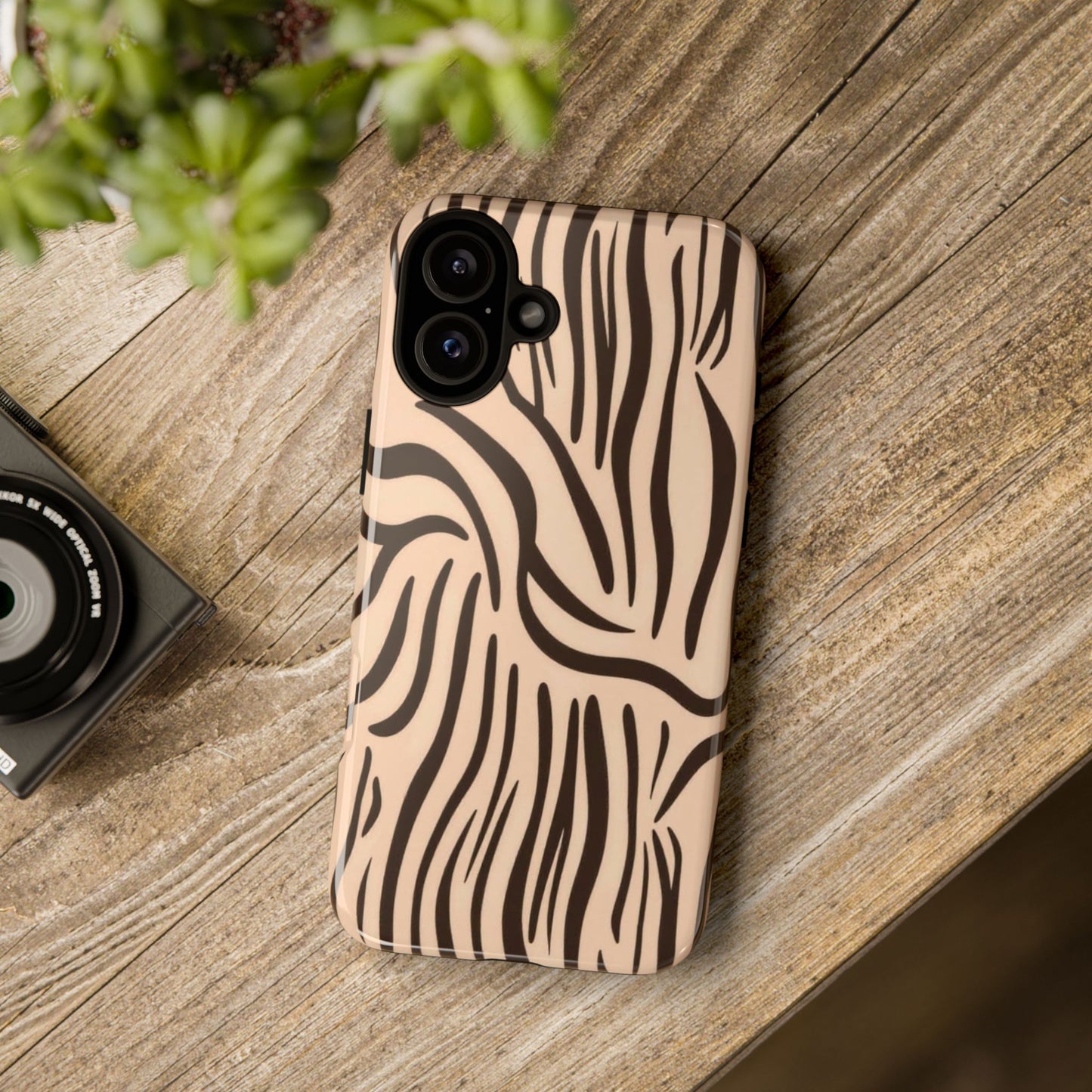 Zebra Stripe Tough Phone Case – Neutral Animal Print Protective Cover