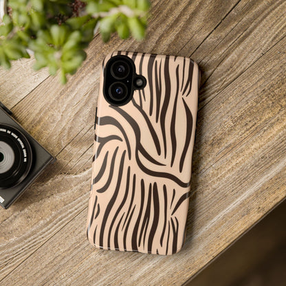 Zebra Stripe Tough Phone Case – Neutral Animal Print Protective Cover