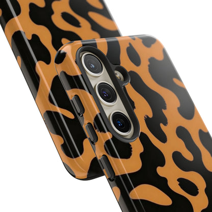 Leopard Print Phone Case — Orange & Black Tough Pattern Protective Cover