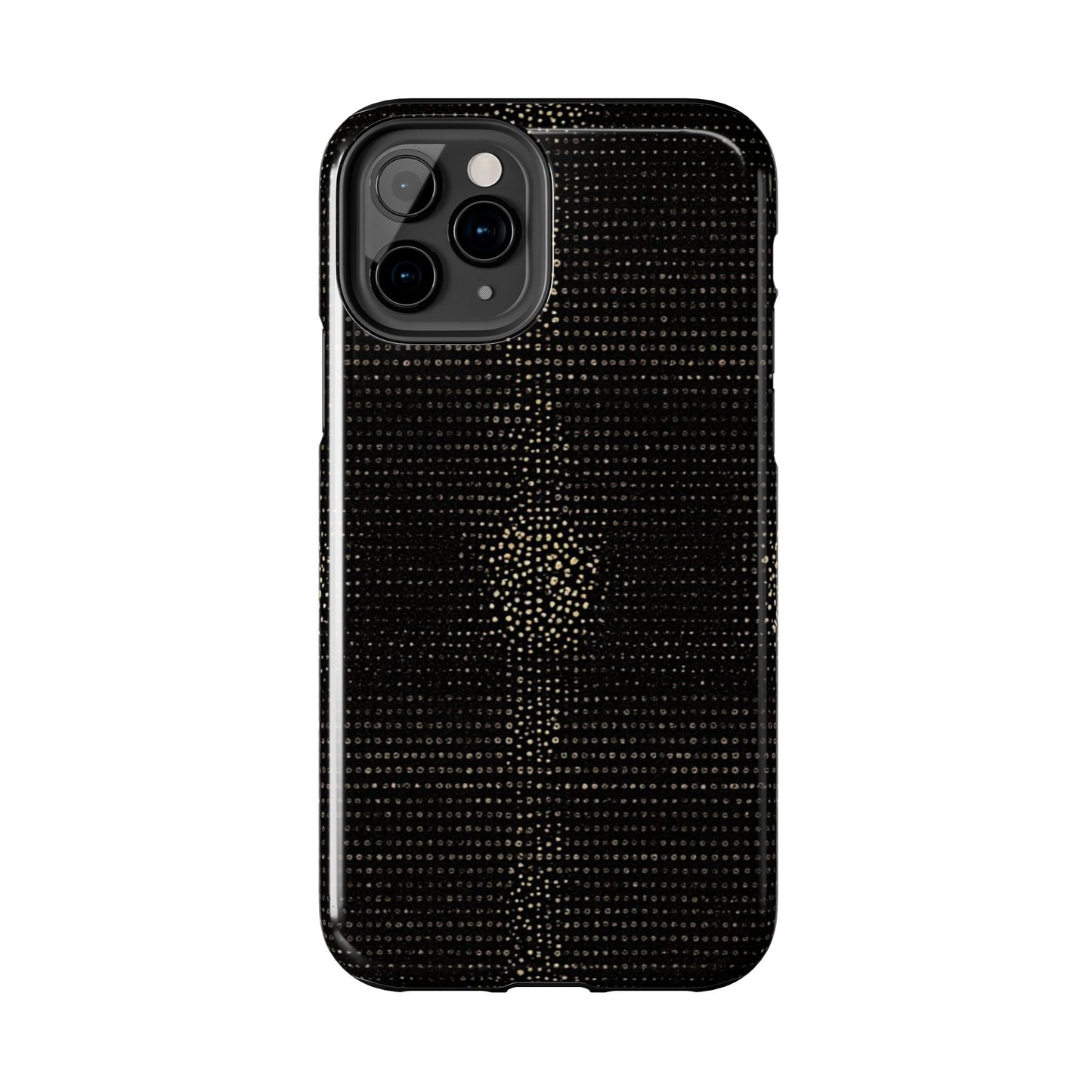 Tough Phone Case — Black Textured Metallic Dot Shield