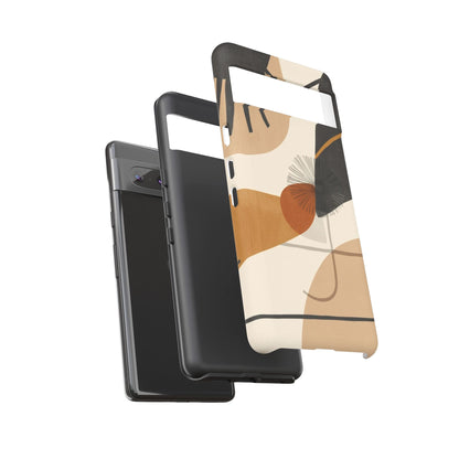 Abstract Earth Tone Phone Case — Mid-Century Minimalist Tough Case