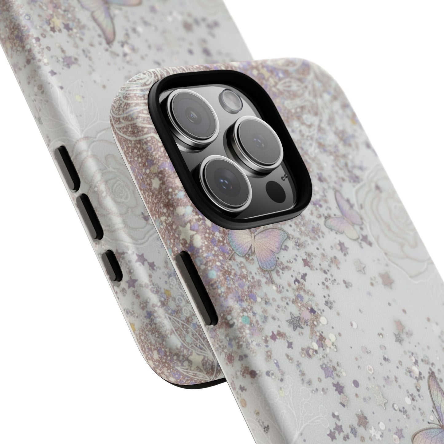 Butterfly Glitter Tough Phone Case — Floral Sparkle Protective Case