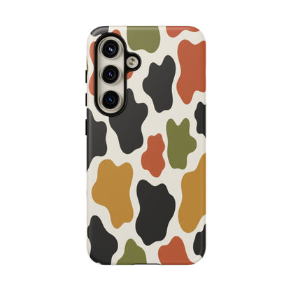 Camouflage Pattern Tough Phone Case – Retro Olive, Rust & Mustard Protective Cover