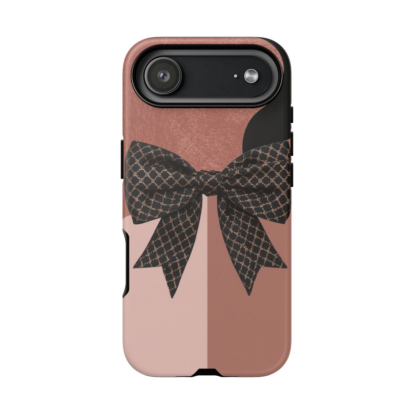 Bow Stripe Tough Phone Case – Pink Mauve Protective Cover