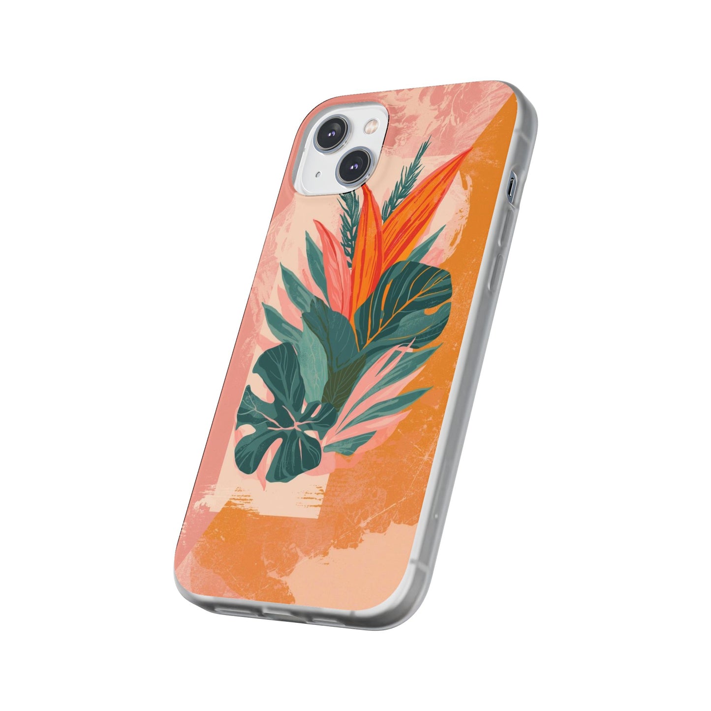 Tropical Botanical Phone Case — Pink & Orange Floral Flexi Case