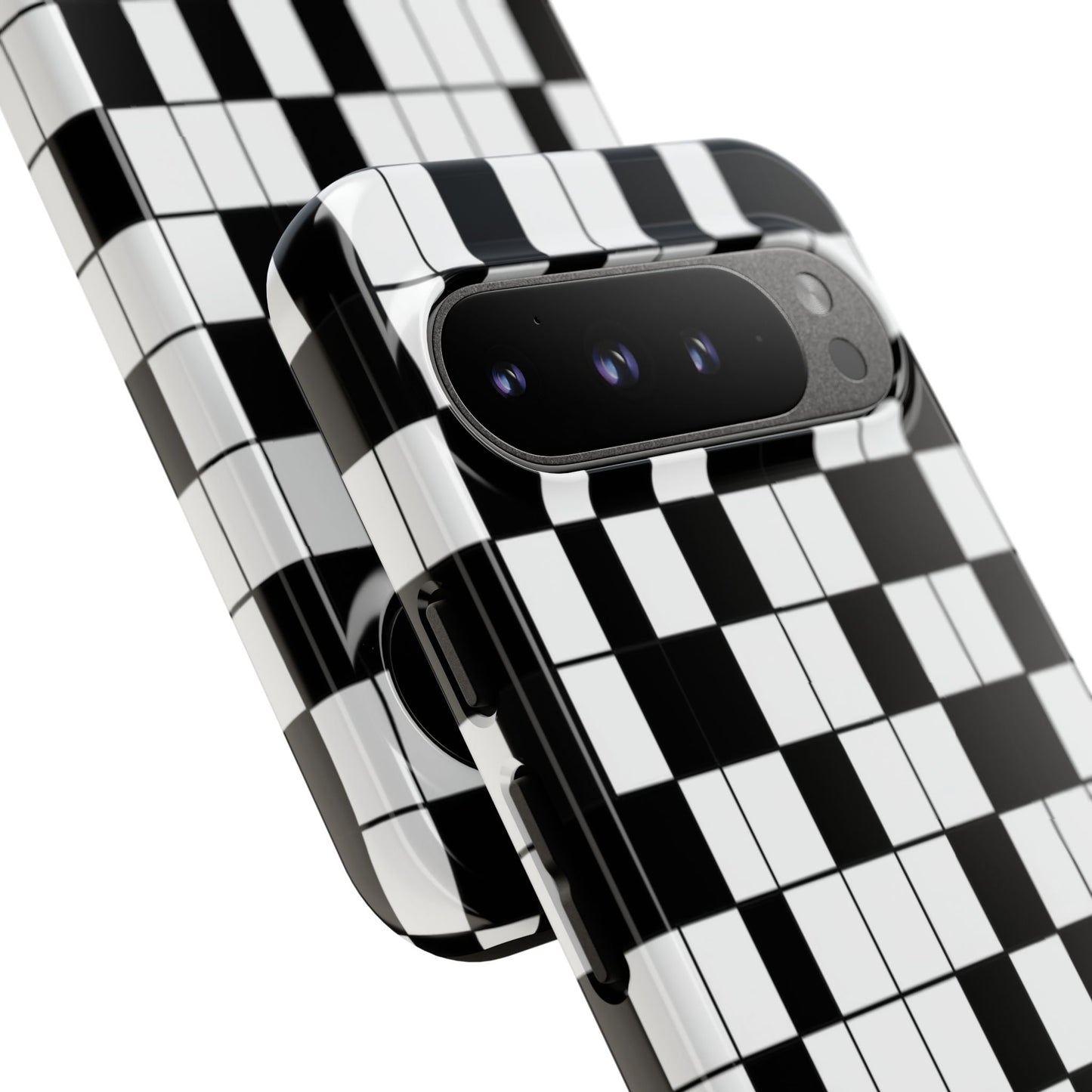 Crossword Grid Phone Case — Black & White Puzzle Pattern Tough Phone Cover