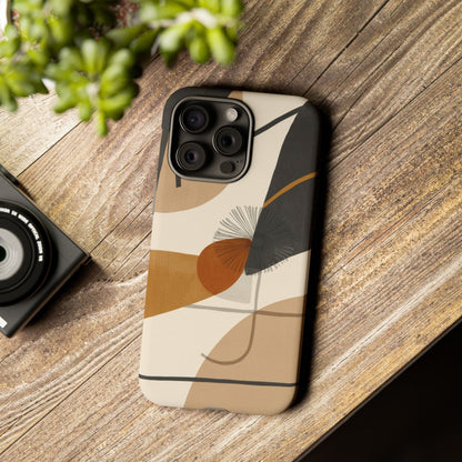 Abstract Earth Tone Phone Case — Mid-Century Minimalist Tough Case
