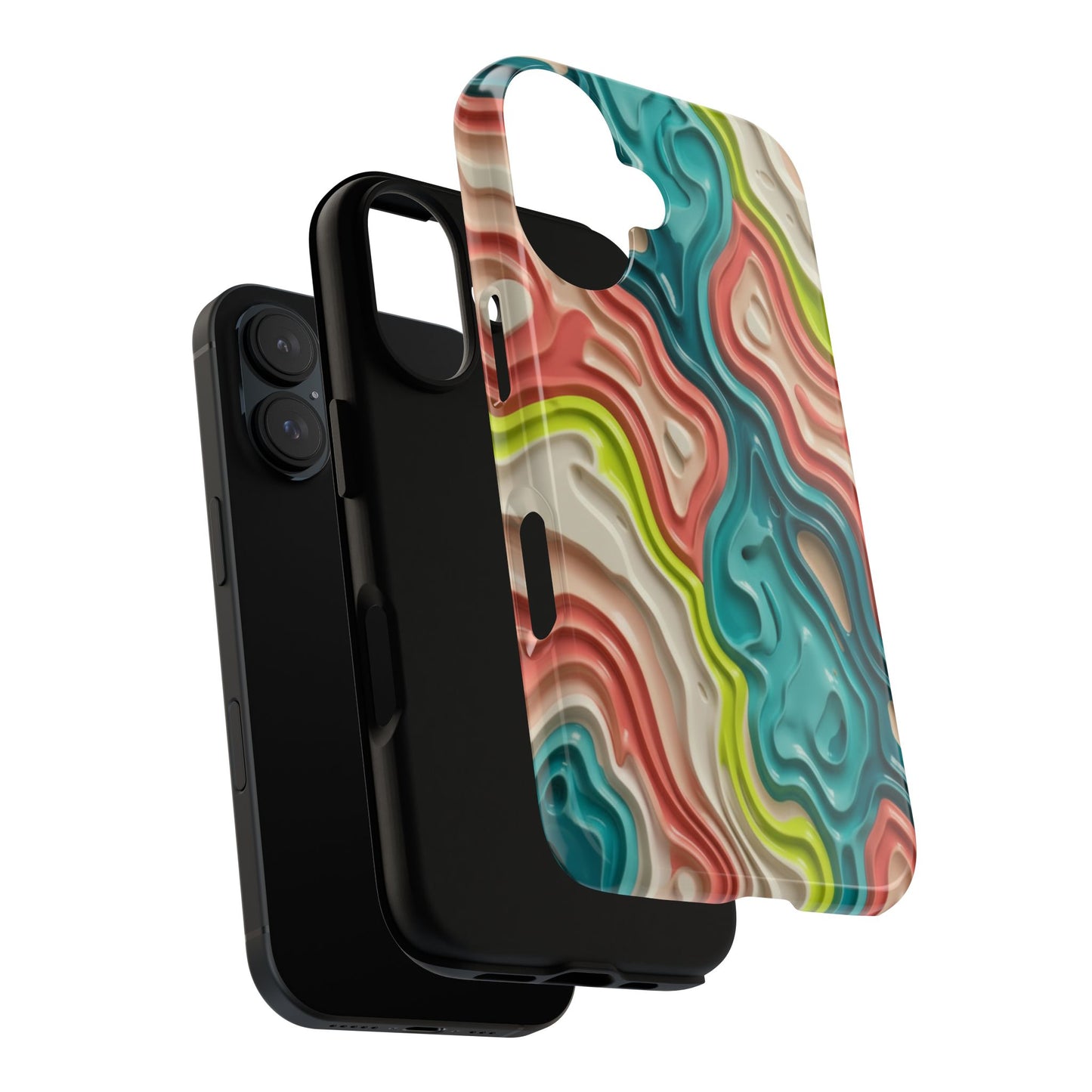 Abstract Contour Phone Case — Colorful Topographic Pattern Tough Case