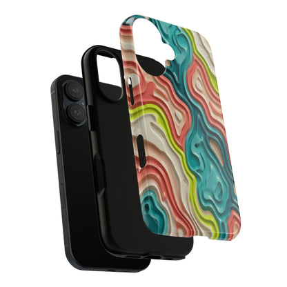 Abstract Contour Phone Case — Colorful Topographic Pattern Tough Case