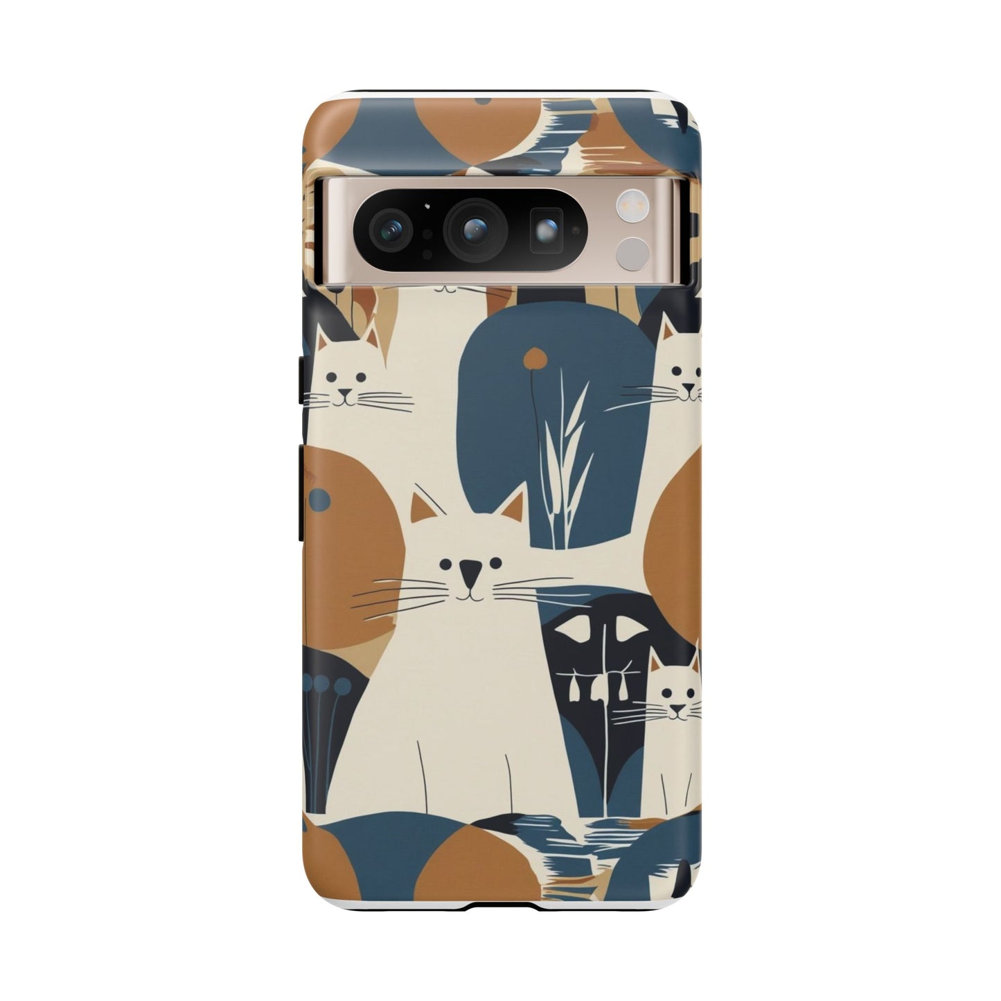 Cat Pattern Phone Case – Retro Abstract Cats Protective iPhone Cover