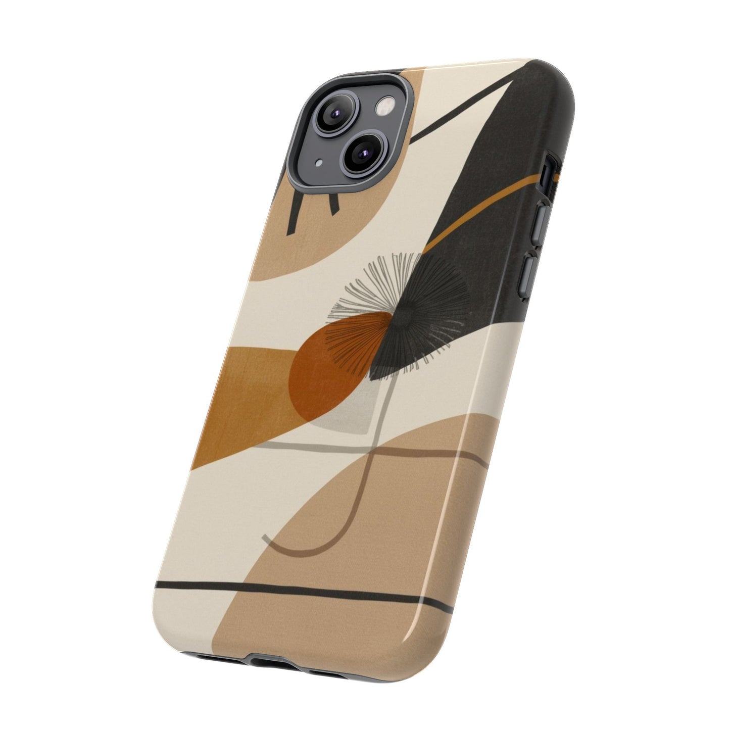 Abstract Earth Tone Phone Case — Mid-Century Minimalist Tough Case