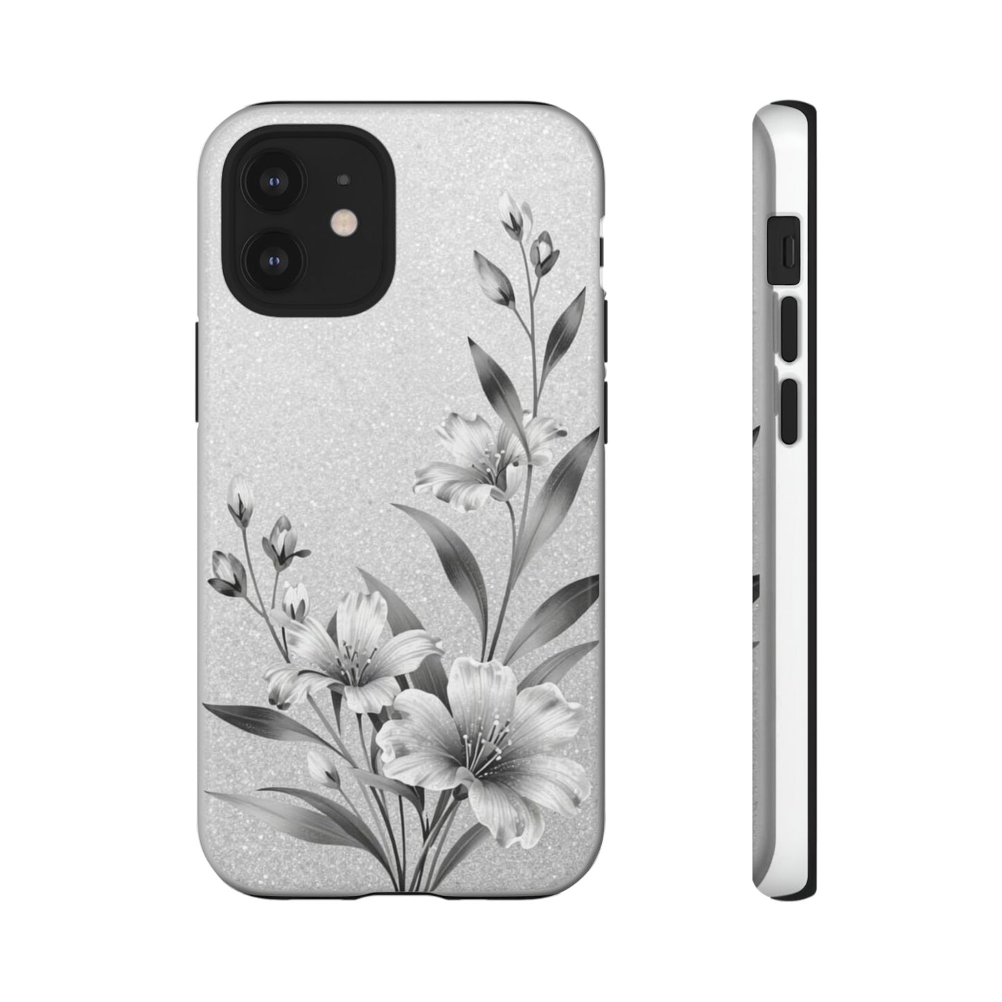 Floral Monochrome Phone Case — Elegant Black & White Lily Design