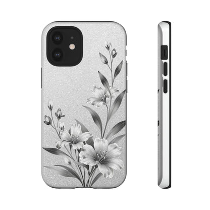 Floral Monochrome Phone Case — Elegant Black & White Lily Design