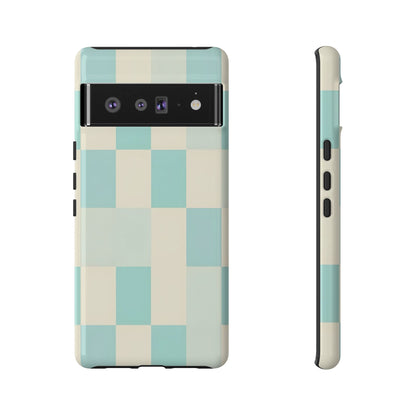 Pastel Checkerboard Tough Case – Mint & Cream Protective Phone Cover