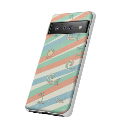 Surf Stripe Tough Phone Case — Retro Beach Waves Pattern