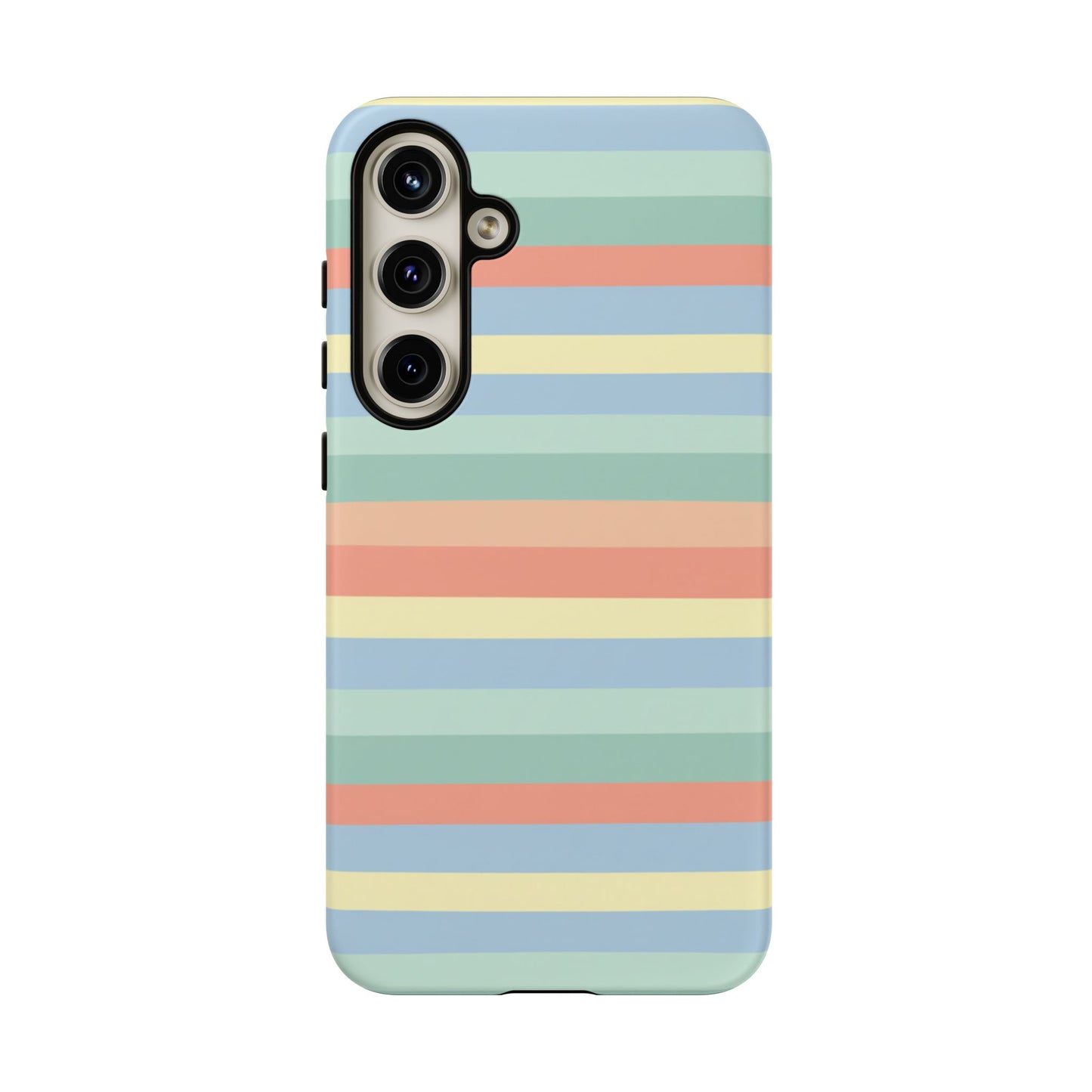 Pastel Striped Phone Case — Retro Horizontal Multi-Color Tough Case