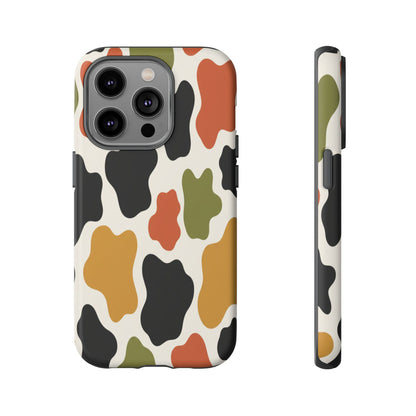 Camouflage Pattern Tough Phone Case – Retro Olive, Rust & Mustard Protective Cover