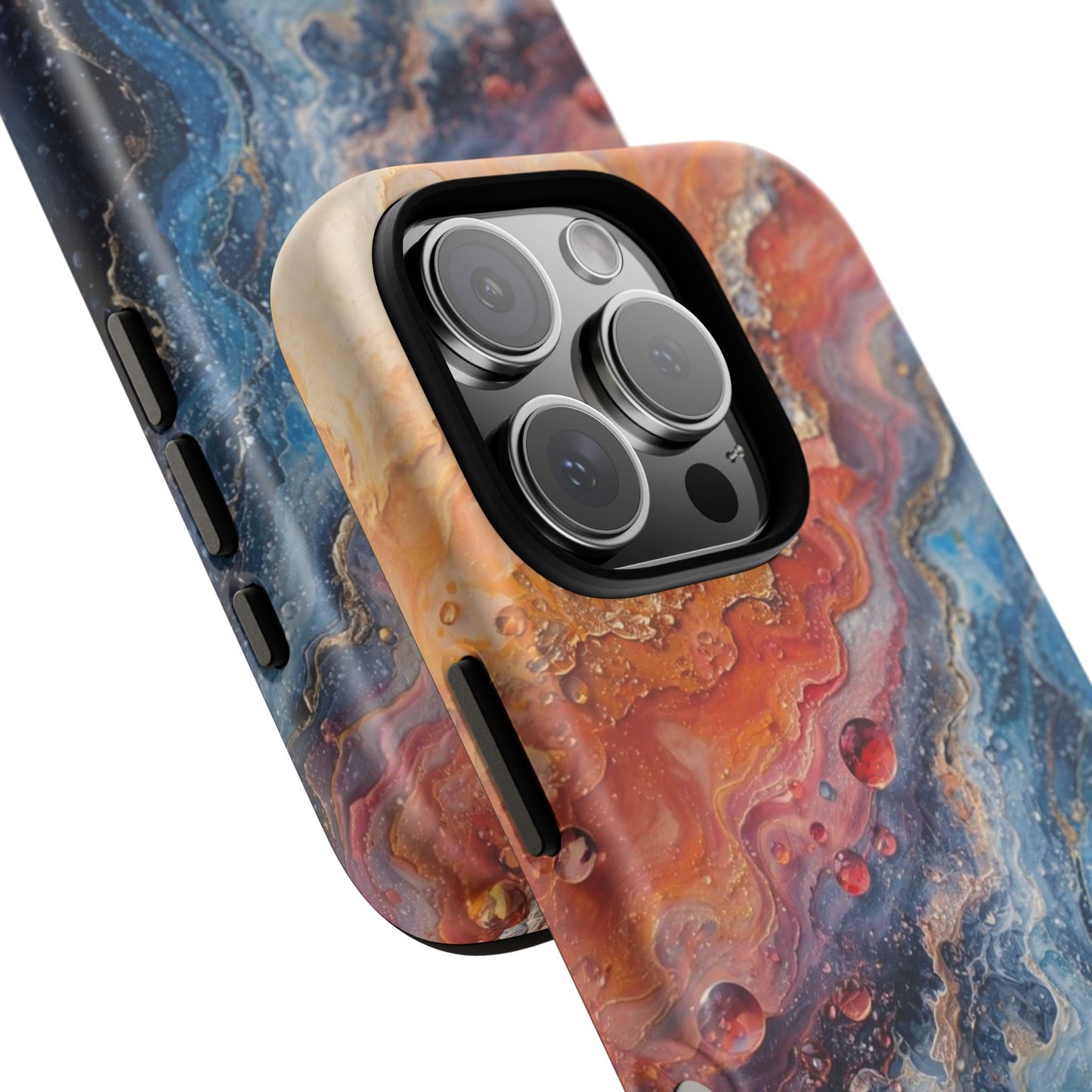 Marbled Galaxy Tough Phone Case — Abstract Blue & Coral Protective Cover
