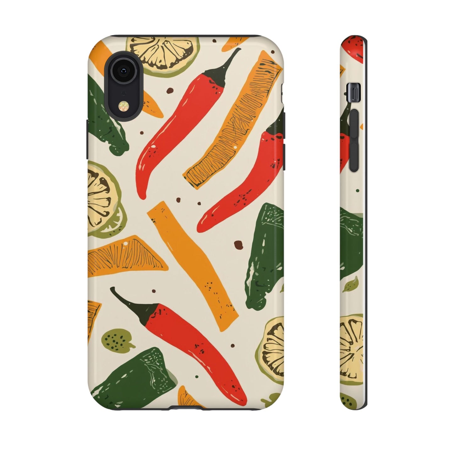 Spicy Peppers Phone Case – Colorful Chili, Lime & Citrus Pattern