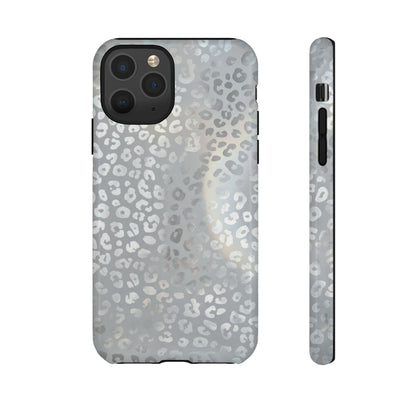 Grey Leopard Print Tough Phone Case — Durable Protective iPhone Cover