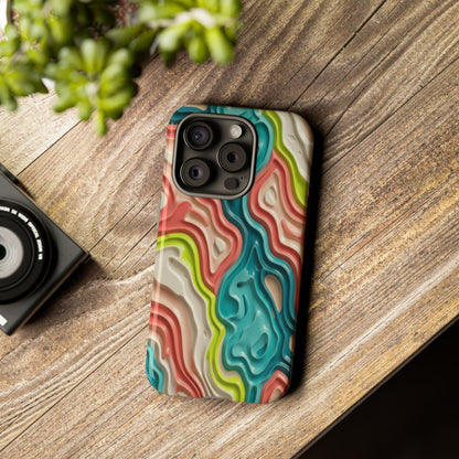 Abstract Contour Phone Case — Colorful Topographic Pattern Tough Case