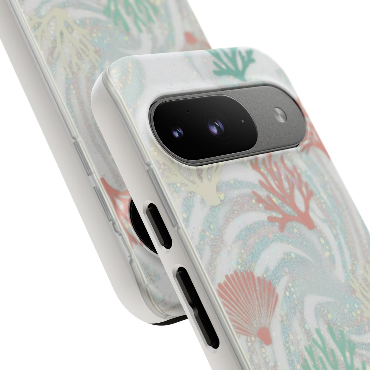 Seafoam Coral Tough Phone Case - Pastel Ocean Wave Design