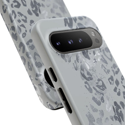 Gray Leopard Print Tough Phone Case