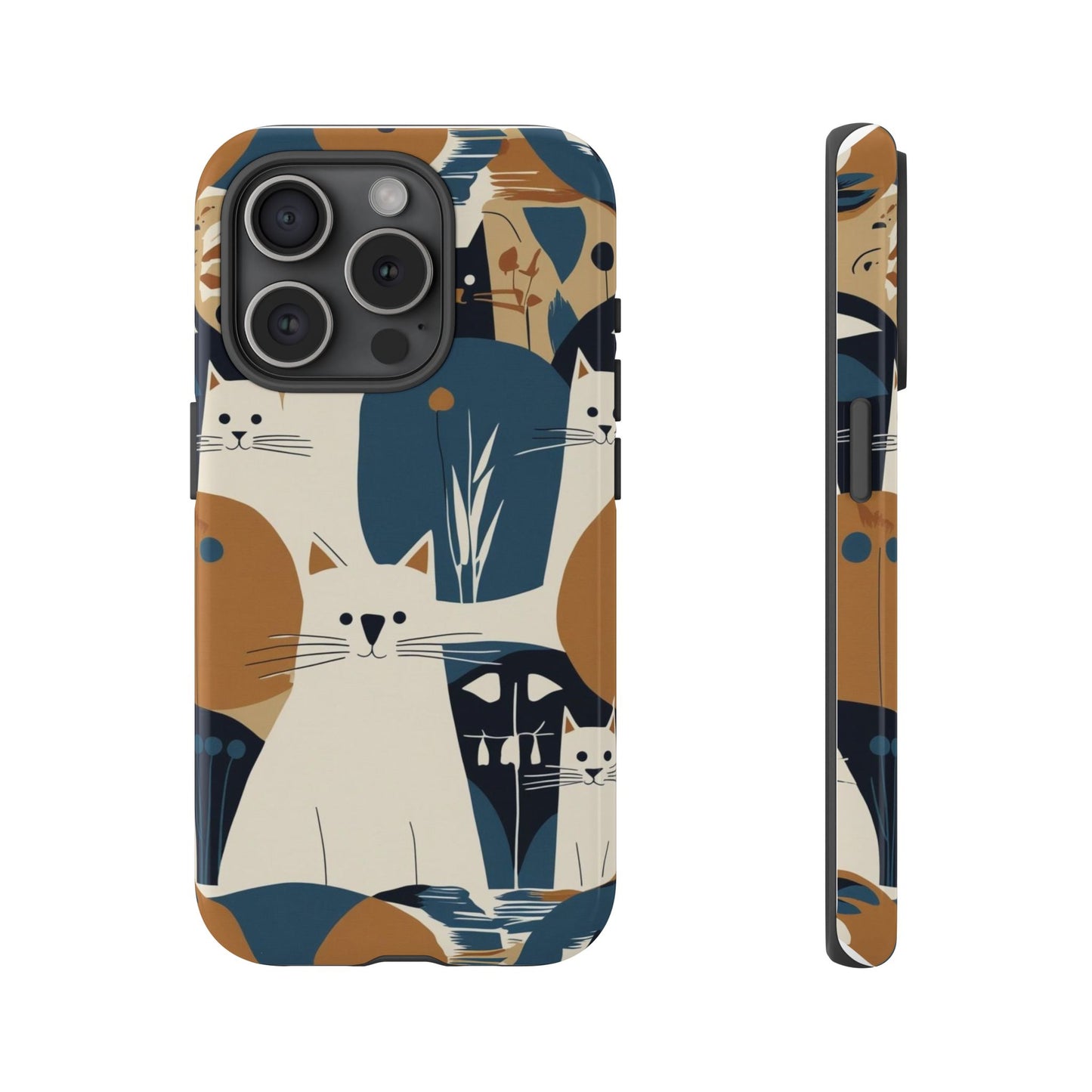 Cat Pattern Phone Case – Retro Abstract Cats Protective iPhone Cover