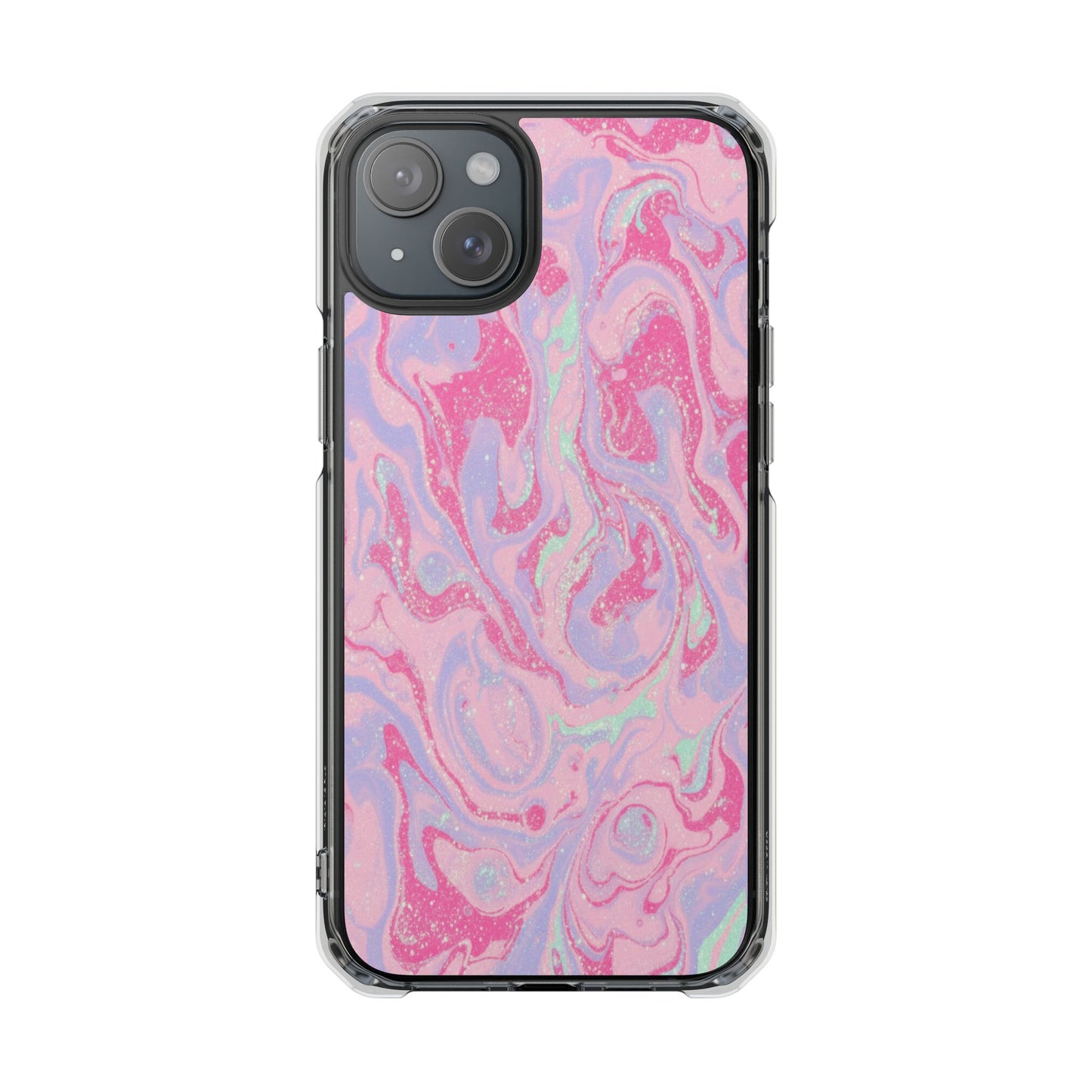 Pink Marble Magnetic Clear Phone Case — Impact-Resistant iPhone Cover