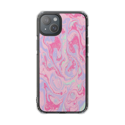 Pink Marble Magnetic Clear Phone Case — Impact-Resistant iPhone Cover