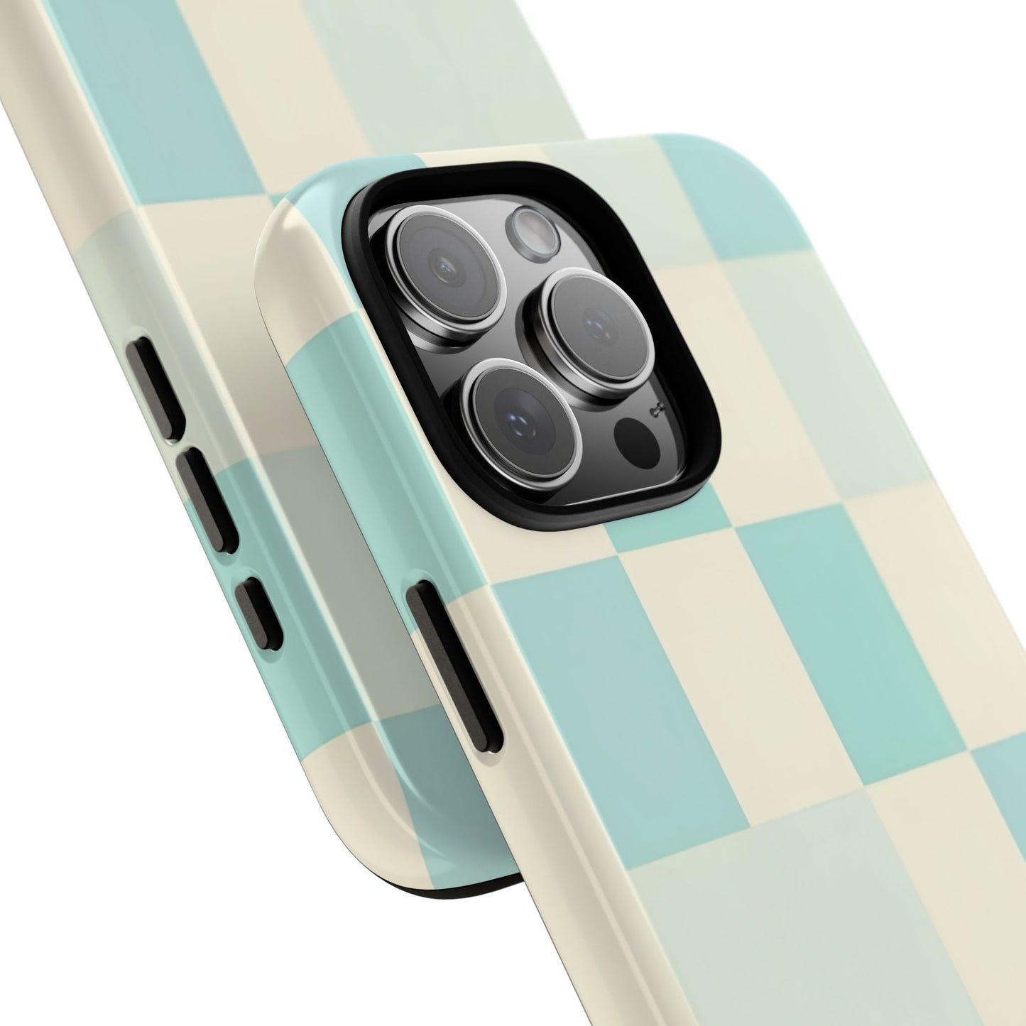 Pastel Checkerboard Tough Case – Mint & Cream Protective Phone Cover