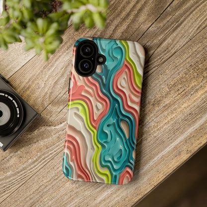 Abstract Contour Phone Case — Colorful Topographic Pattern Tough Case